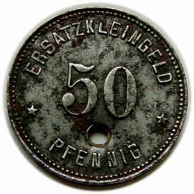 Obrazek dla: 50 fenigów Główne Warsztaty Kolejowe Racibórz / Eisenbahn Haupt  Werkstatt Ratibor