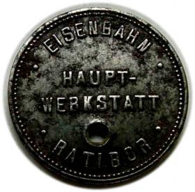 Obrazek 2 dla: 50 fenigów Główne Warsztaty Kolejowe Racibórz / Eisenbahn Haupt  Werkstatt Ratibor