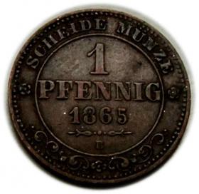 Obrazek dla: 1 fenig 1865 Jan Wettyn Saksonia Drezno