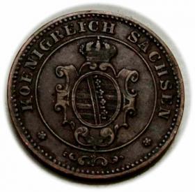 Obrazek 2 dla: 1 fenig 1865 Jan Wettyn Saksonia Drezno