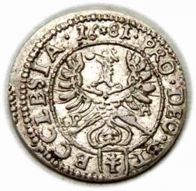 Obrazek 2 dla: 1 krajcar 1681 Fryderyk Heski Księstwo Nyskie Biskupów Wrocławskich Nysa