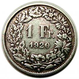 Obrazek dla: 1 frank 1920 Szwajcaria