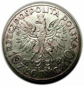 Obrazek 2 dla: 10 złotych 1932 Głowa Kobiety II RP Londyn