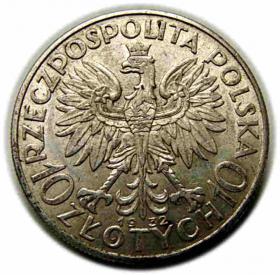 Obrazek 2 dla: 10 złotych 1932 Głowa Kobiety II RP Londyn
