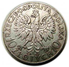 Obrazek 2 dla: 10 złotych 1933 Głowa Kobiety II RP Warszawa