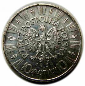 Obrazek 2 dla: 10 złotych 1936 Józef Piłsudski Warszawa