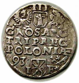 Obrazek 2 dla: Trojak 1593 Zygmunt III Waza Poznań