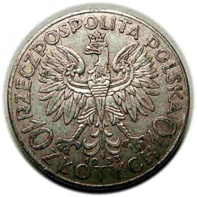 Obrazek 2 dla: 10 złotych 1933 Głowa Kobiety II RP Warszawa