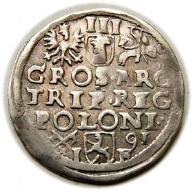 Obrazek 2 dla: Trojak 1591 Zygmunt III Waza Poznań