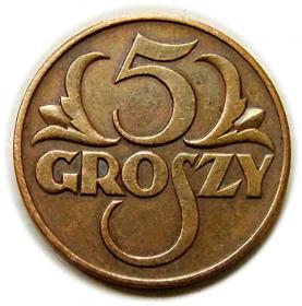 Obrazek dla: 5 groszy 1938 II RP Warszawa
