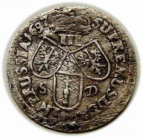 Obrazek 2 dla: Trojak 1697 Fryderyk III Brandenburski Prusy Królewiec