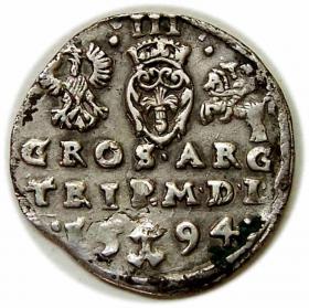 Obrazek 2 dla: Trojak 1594 Zygmunt III Waza Wilno