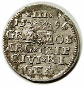 Obrazek 2 dla: Trojak 1596 Zygmunt III Waza Ryga