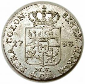 Obrazek 2 dla: Dwuzłotówka / 4 grosze 1793 Stanisław August Poniatowski Warszawa