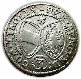 Obrazek 2 dla: 3 krajcary 1641 Ferdynand Karol Austria Hall