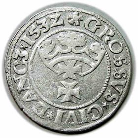 Obrazek 2 dla: Grosz 1532 Zygmunt I Stary Gdańsk