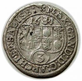 Obrazek 2 dla: 3 krajcary 1681 Maksymilian Gandalf graf Kuenburg Salzburg