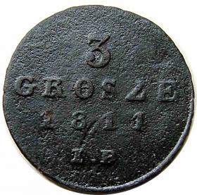 Obrazek dla: 3 grosze 1811 Fryderyk August Księstwo Warszawskie Warszawa