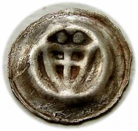 Obrazek dla: Brakteat tarcza zakonna z kulami Zakon Krzyżacki