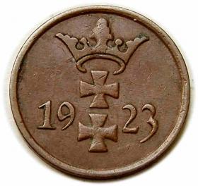 Obrazek 2 dla: 1 fenig 1923 Wolne Miasto Gdańsk Berlin