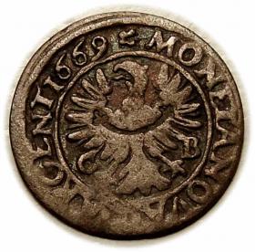 Obrazek 2 dla: 1 krajcar 1669 Chrystian Wołowski Księstwo Brzesko  Legnicko  Wołowskie Brzeg