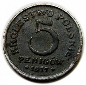Obrazek dla: 5 fenigów 1917 Królestwo Polskie Stuttgart