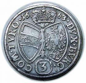Obrazek 2 dla: 3 krajcary 1663 Zygmunt Franciszek Austria Tyrol Hall