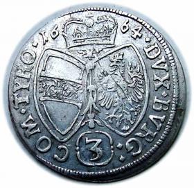 Obrazek 2 dla: 3 krajcary 1664 Zygmunt Franciszek Austria Tyrol Hall