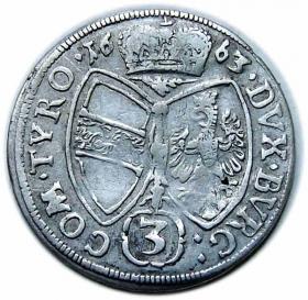 Obrazek 2 dla: 3 krajcary 1663 Zygmunt Franciszek Austria Tyrol Hall