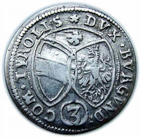 Obrazek 2 dla: 3 krajcary 1642 Ferdynand Karol Tyrol Hall