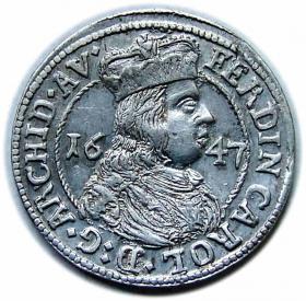 Obrazek dla: 3 krajcary 1647 Ferdynand Karol Austria Tyrol Hall