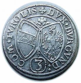 Obrazek 2 dla: 3 krajcary 1656 Ferdynand Karol Austria Tyrol Hall