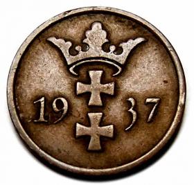 Obrazek 2 dla: 2 fenigi 1937 Wolne Miasto Gdańsk