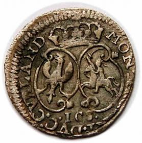 Obrazek dla: Grosz 1763 Ernest Jan Biron Księstwo Kurlandzkie Mitawa