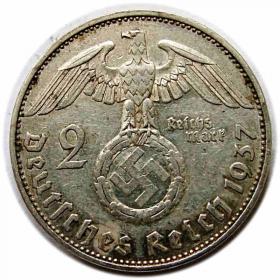 Obrazek 2 dla: 2 marki 1937 F Niemcy Stuttgart