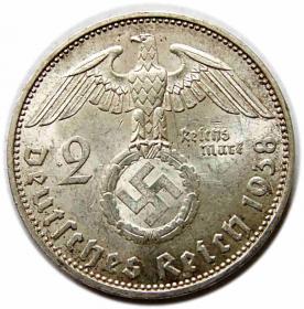 Obrazek 2 dla: 2 marki 1938 J Niemcy Hamburg