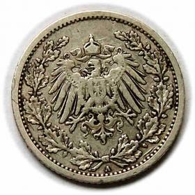 Obrazek 2 dla: 1/2 marki 1908 A Wilhelm II Hohenzollern Prusy Berlin