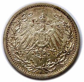 Obrazek 2 dla: 1/2 marki 1911 A Wilhelm II Hohenzollern Prusy Berlin