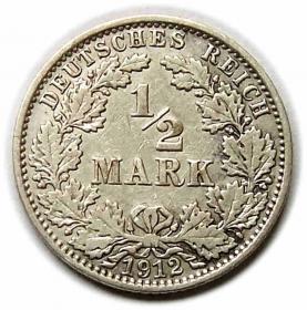 Obrazek dla: 1/2 marki 1912 A Wilhelm II Hohenzollern Prusy Berlin