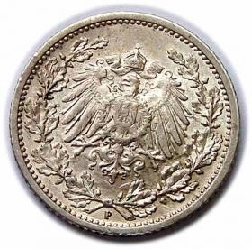 Obrazek 2 dla: 1/2 marki 1913 F Wilhelm II Hohenzollern Prusy Stuttgart