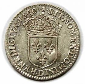 Obrazek 2 dla: 1/12 ecu 1660 Ludwik XIV Wielki Lyon Francja