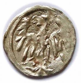 Obrazek 2 dla: Halerz lew / orzeł Jerzy z Podiebradu Hrabstwo Kłodzkie