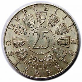 Obrazek 2 dla: 25 szylingów 1956 Wolfgang Amadeus Mozart Austria