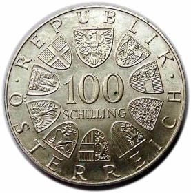 Obrazek 2 dla: 100 szylingów 1976 XII Olimpiada Zimowa w Innsbruck Austria