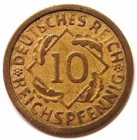 10 fenigów 1928 G Niemcy Karlsruhe