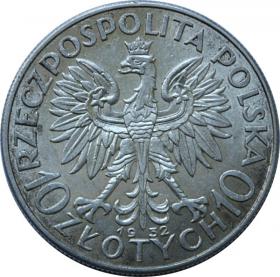 Obrazek 2 dla: 10 złotych 1932 Głowa Kobiety II RP Londyn