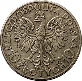 Obrazek 2 dla: 10 złotych 1932 Głowa Kobiety II RP Londyn