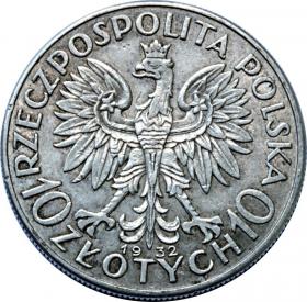 Obrazek 2 dla: 10 złotych 1932 Głowa Kobiety II RP Londyn