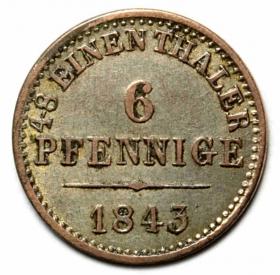 Obrazek dla: 6 fenigów 1843 Ernest August V Hanowerski Hanower