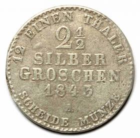 Obrazek 2 dla: 2 1/2 silber groschen 1843 Fryderyk Wilhelm IV Niemcy Berlin